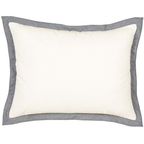 Picture of Myrtle Solid Ivory Bed Pillows (Charcoal Flange)